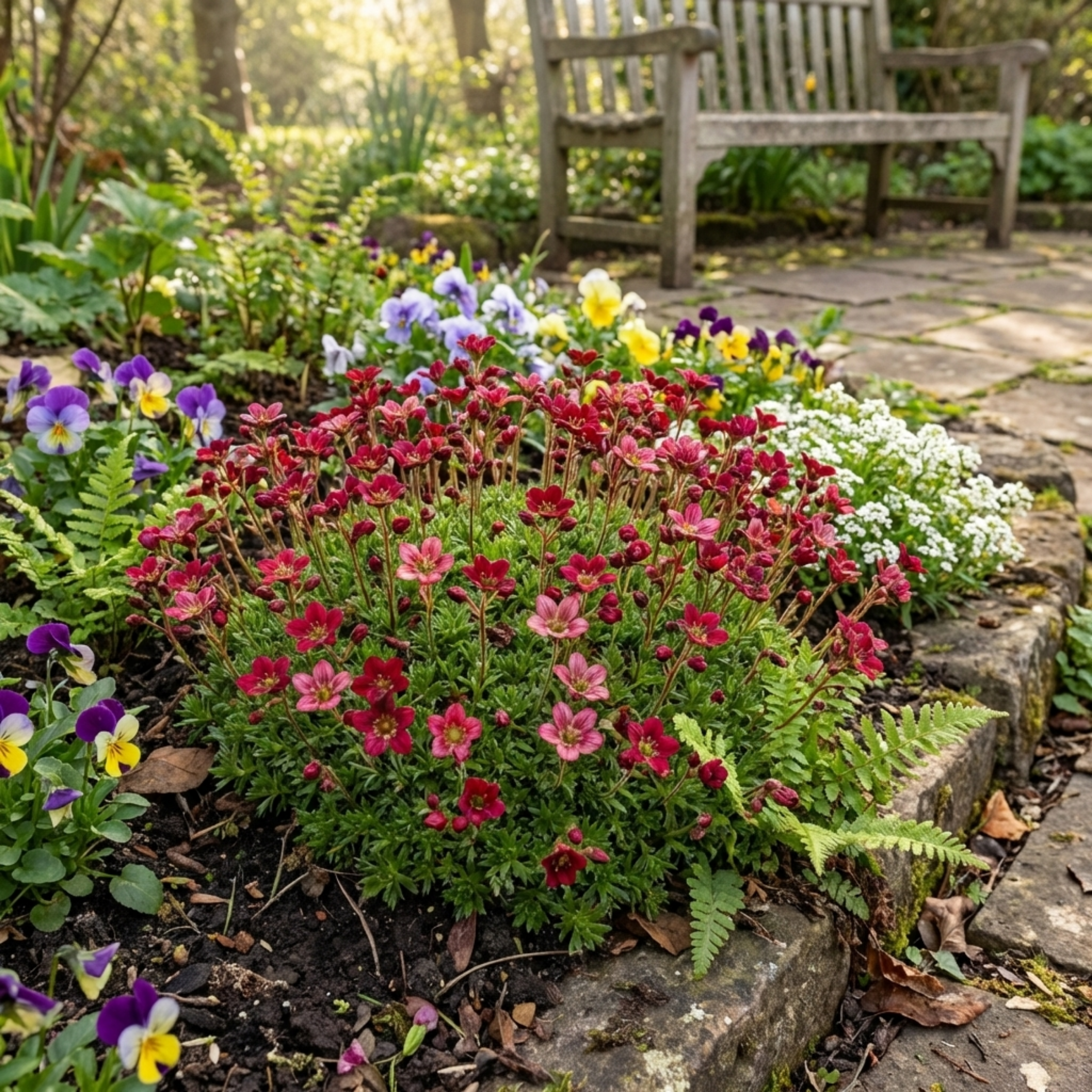Saxifrage ‘Ice Colours Red’ — Hardy Alpine Evergreen Perennial, Bee-Friendly, 1L Pot (Set of 3 or 6)