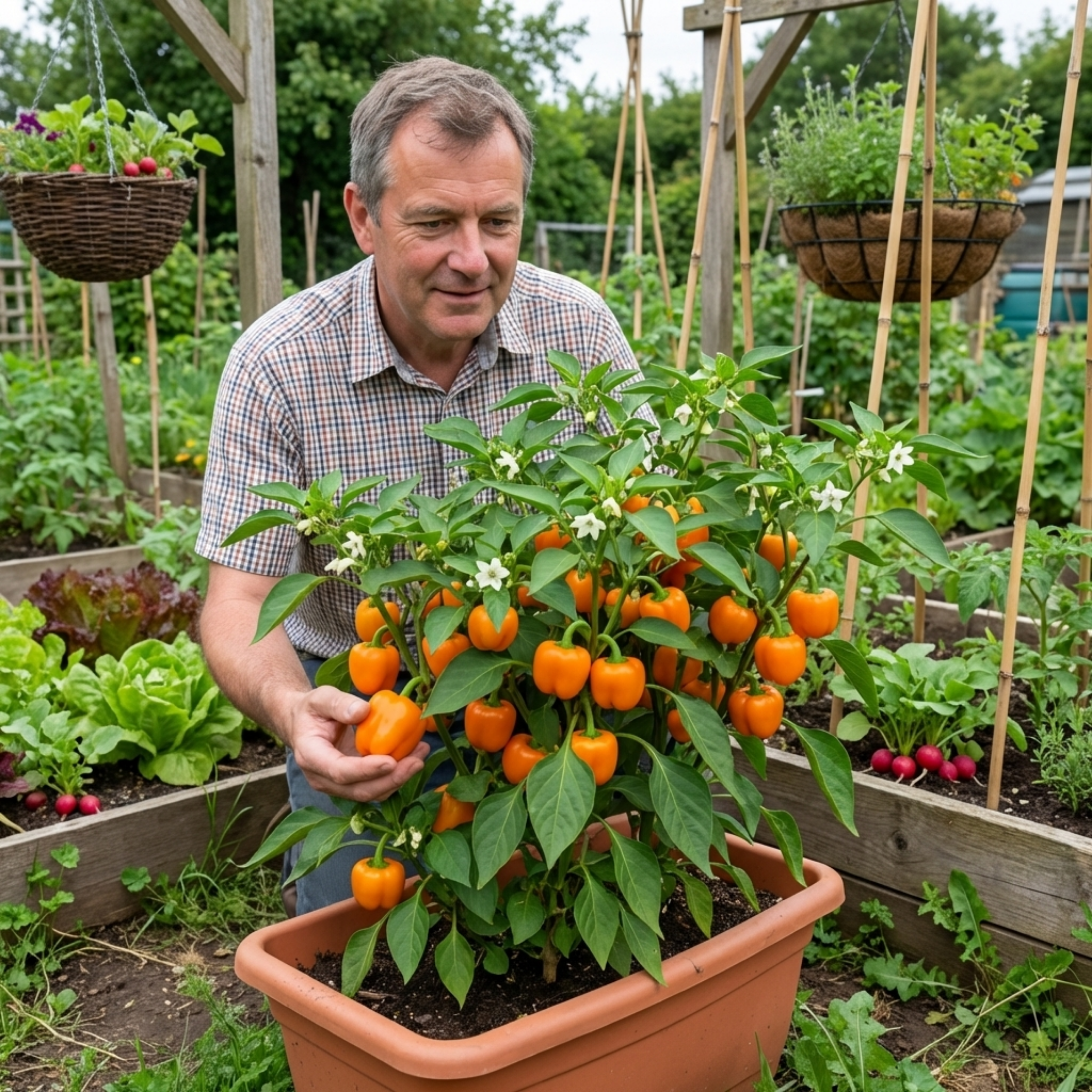 Sweet ‘Pepper Snack Orange’ — Tender Annual Vegetable, 10.5cm Pot (Set of 3 or 6)