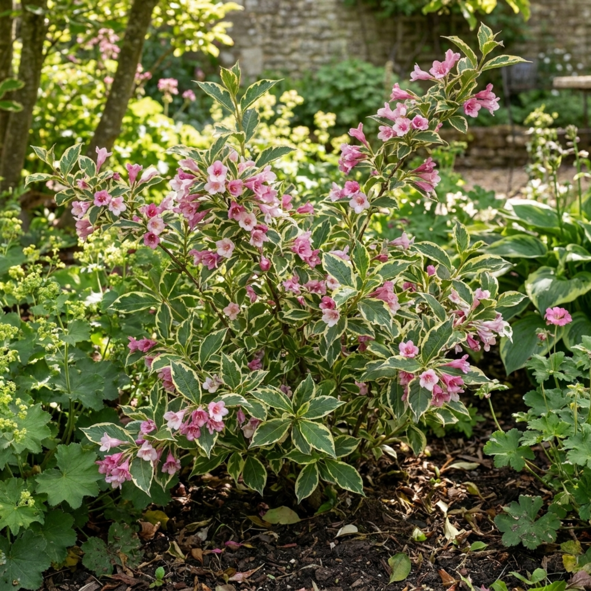 Weigela ‘Variegata’ — Deciduous Shrub, Bee-Friendly, 17cm Pot