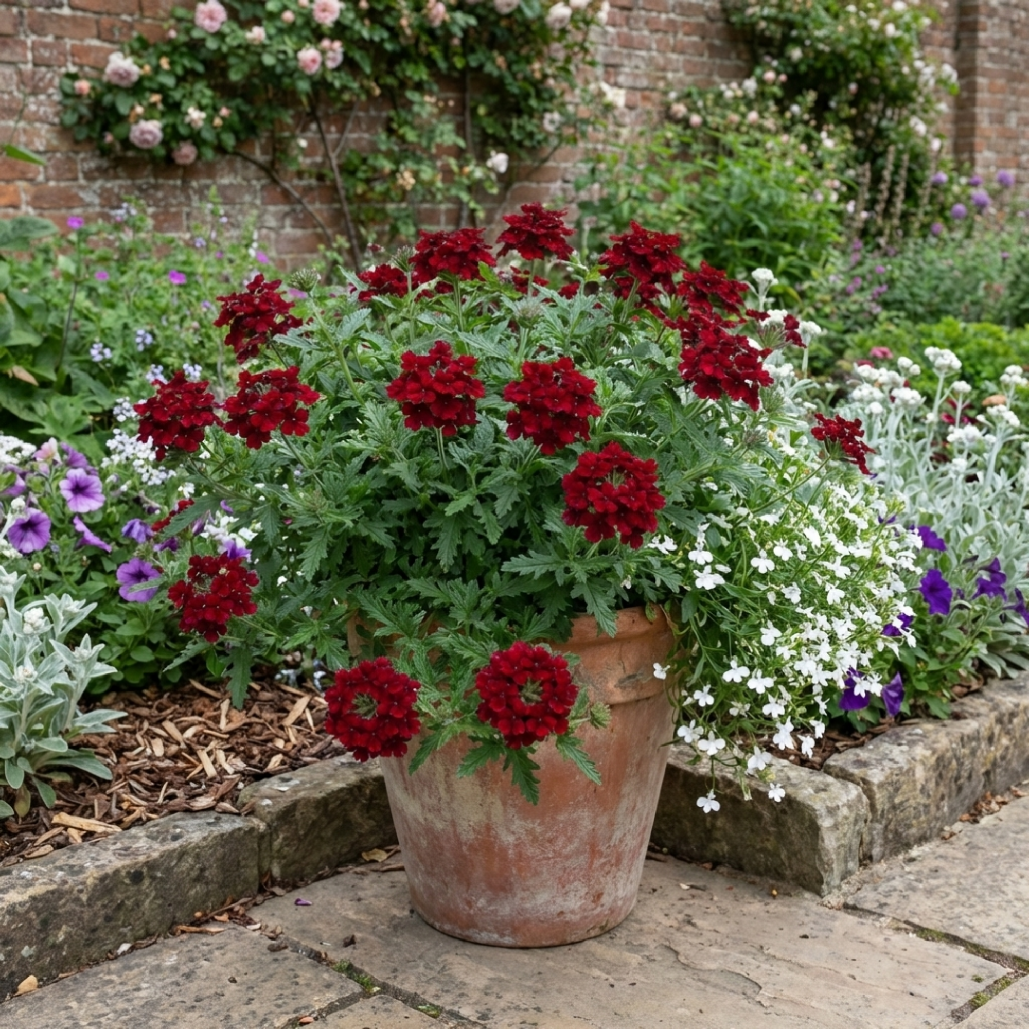 Verbena ‘Lanai Compact Deep Red’ — Half-hardy Annual, Bee-Friendly, 10.5cm Pot (Set of 3 or 6)