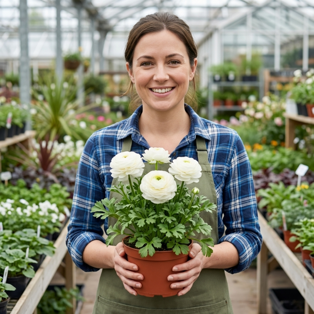 Ranunculus ‘Vortex White’ — Tuberous Herbaceous Perennial, Bee-Friendly, 1L Pot (Set of 3 or 6)