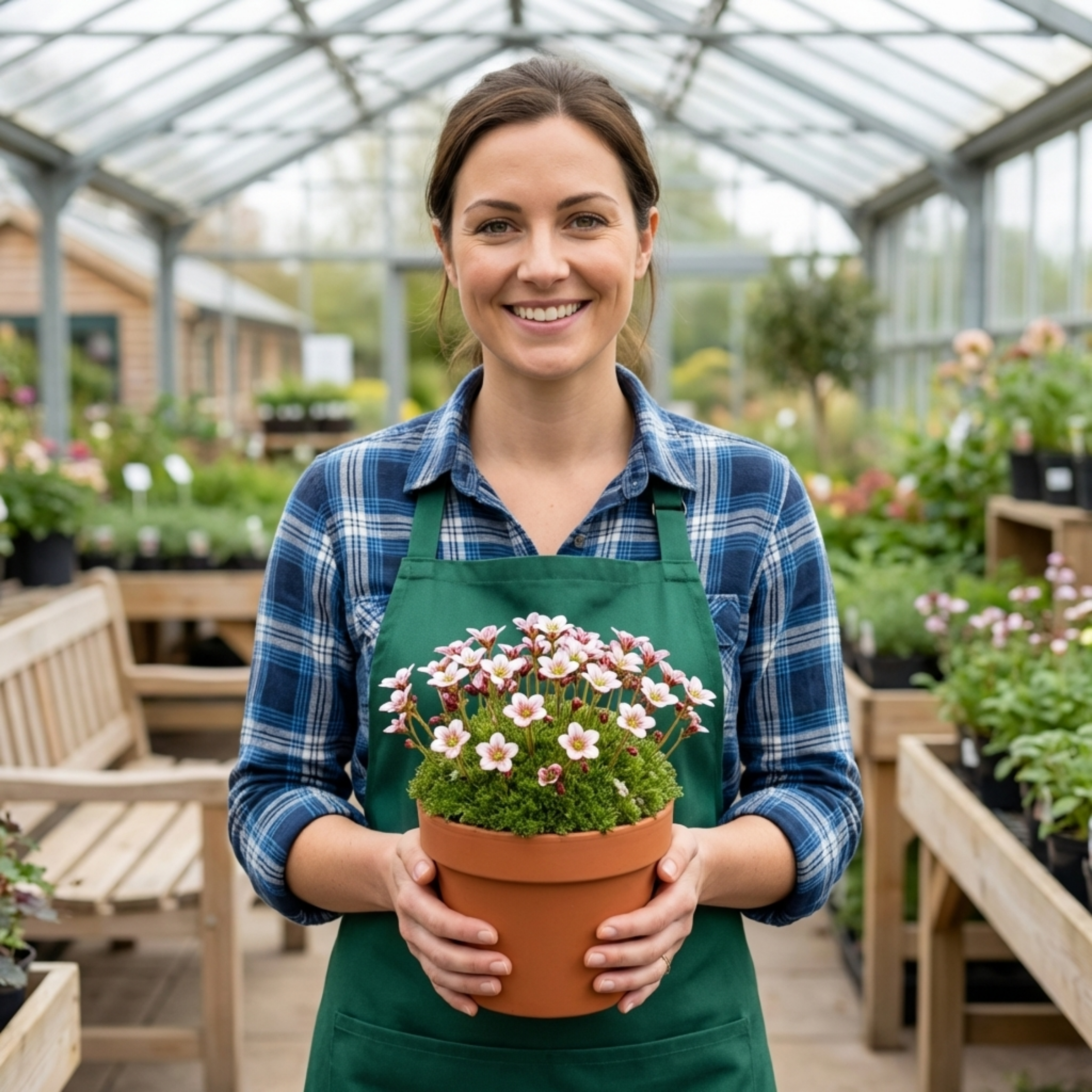 Saxifrage ‘Ice Colours Appleblossom’ — Hardy Evergreen Alpine Perennial, Bee-Friendly, 1L Pot (Set of 3 or 6)