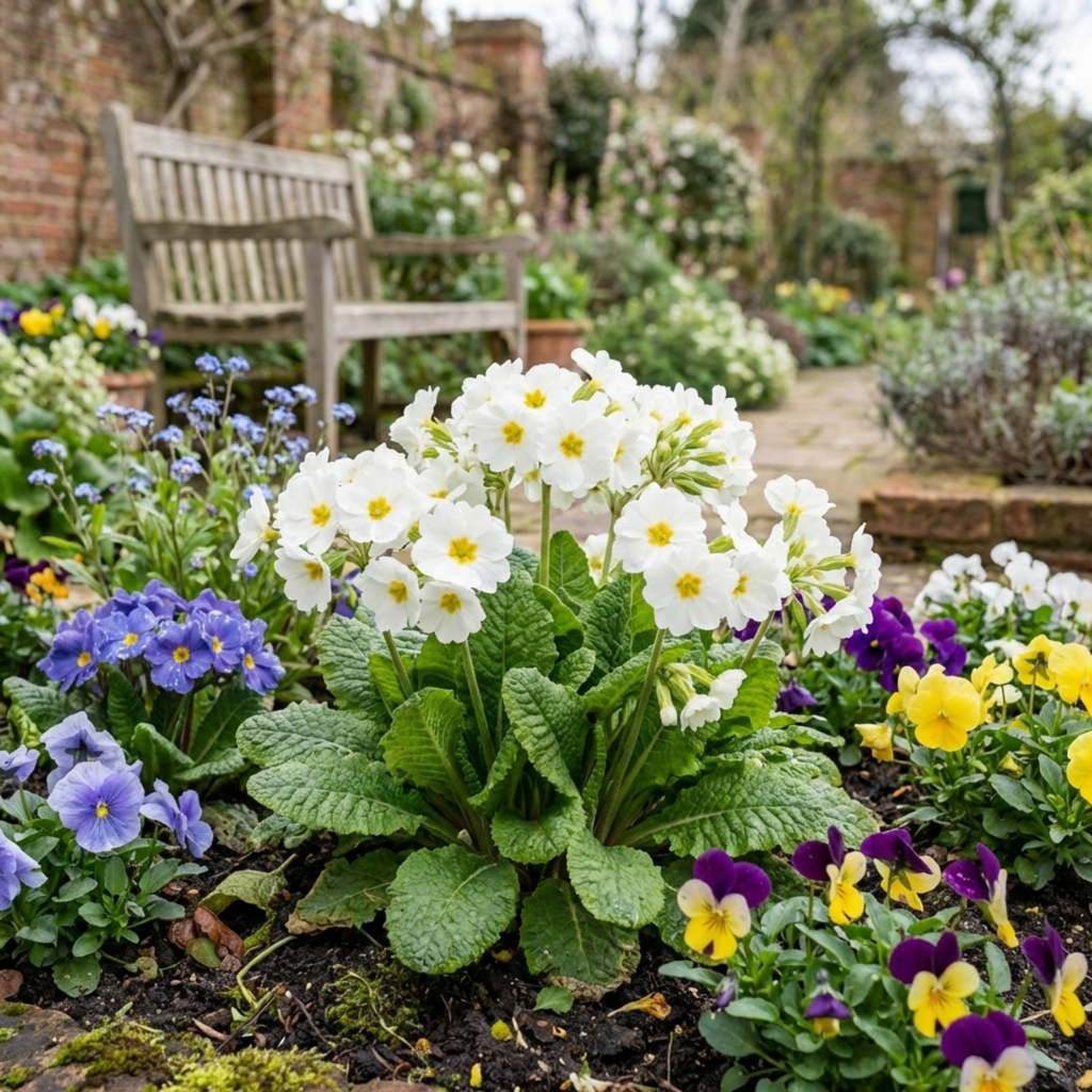 Primula ‘Queen White’ — Hardy Perennial, Bee-Friendly, 1L Pot (Set of 3 or 6)