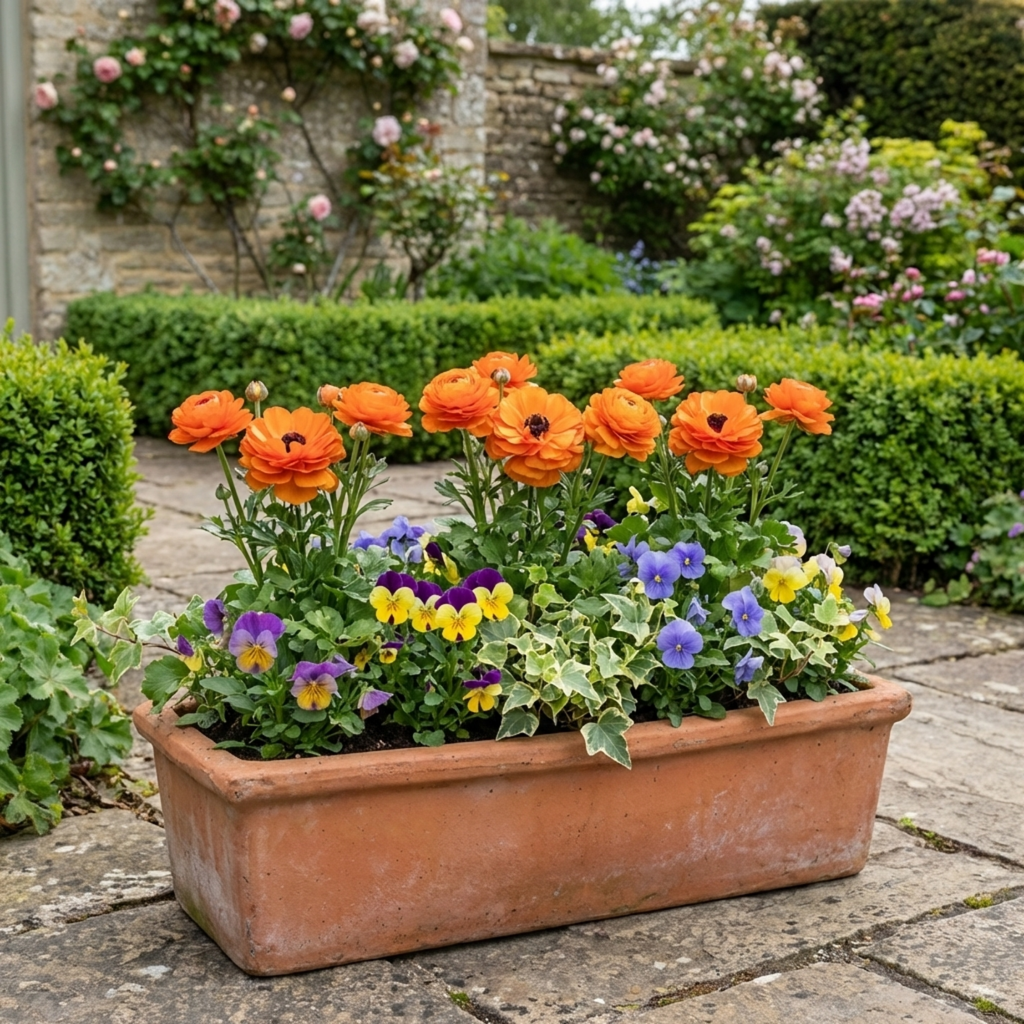 Ranunculus ‘Vortex Orange’ — Hardy Perennial (tuberous), Bee-Friendly, 1L Pot (Set of 3 or 6)