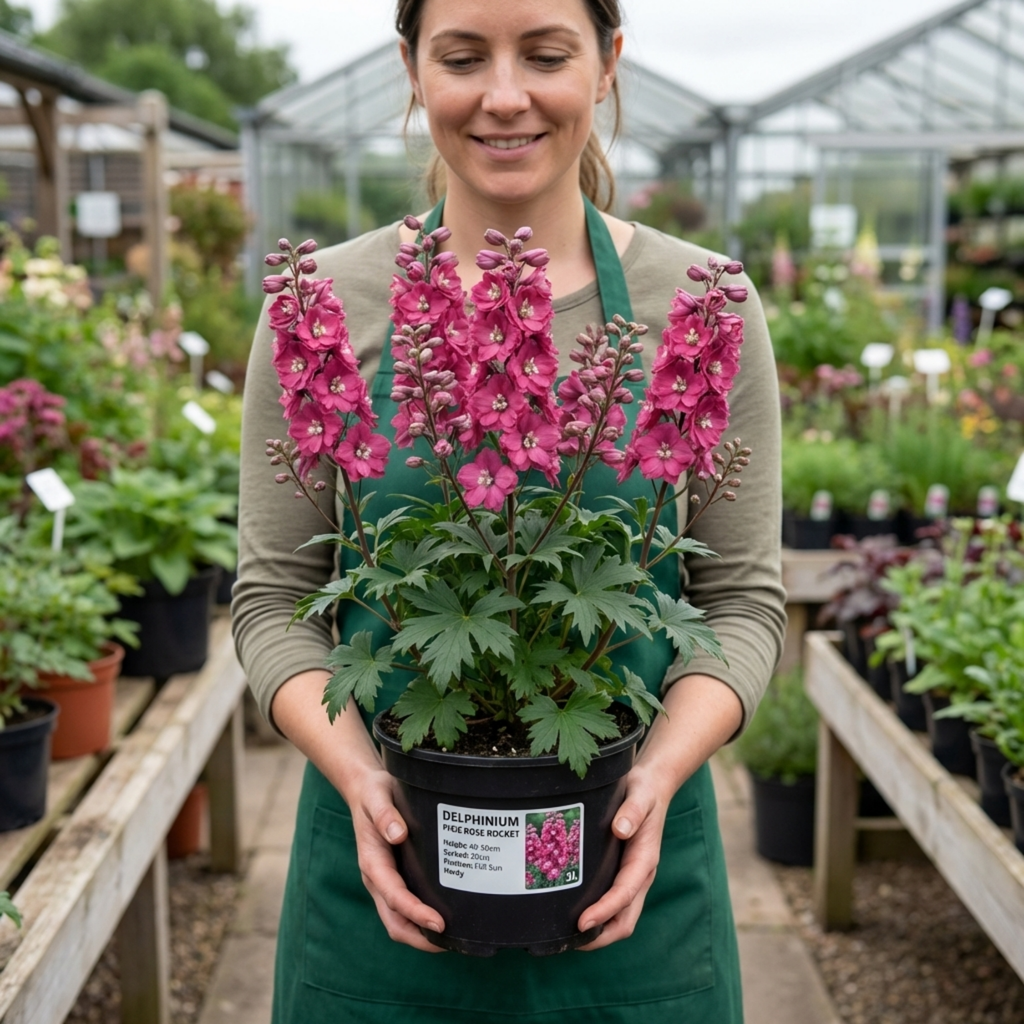 Delphinium ‘Pixie Rose Rocket’ — Hardy Perennial, Bee-Friendly, 19cm Pot