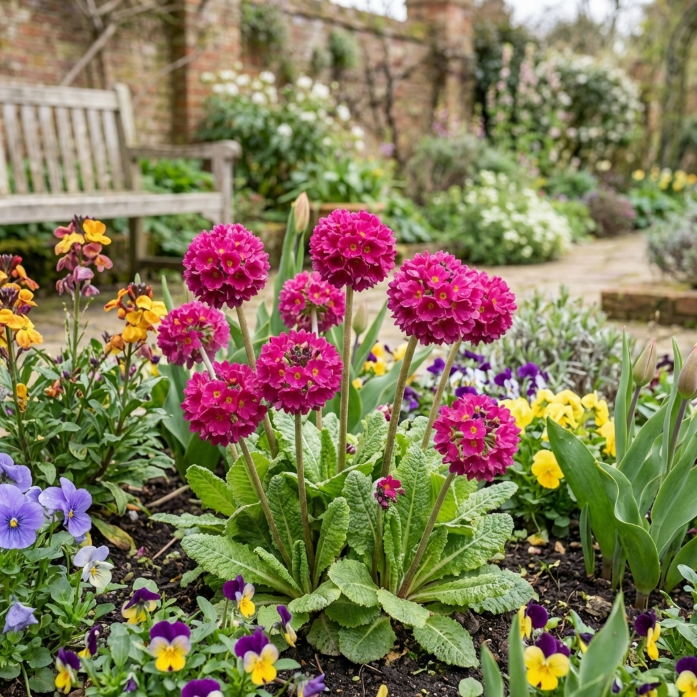 Primula ‘Denticulata Deep Rose’ — Hardy Perennial, Bee-Friendly, 1L Pot (Set of 3 or 6)
