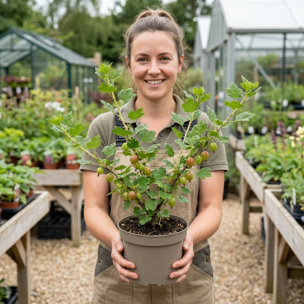 Gooseberry ‘Kamieniar’ — Hardy Deciduous Fruit Bush, Bee-Friendly, 17cm Pot