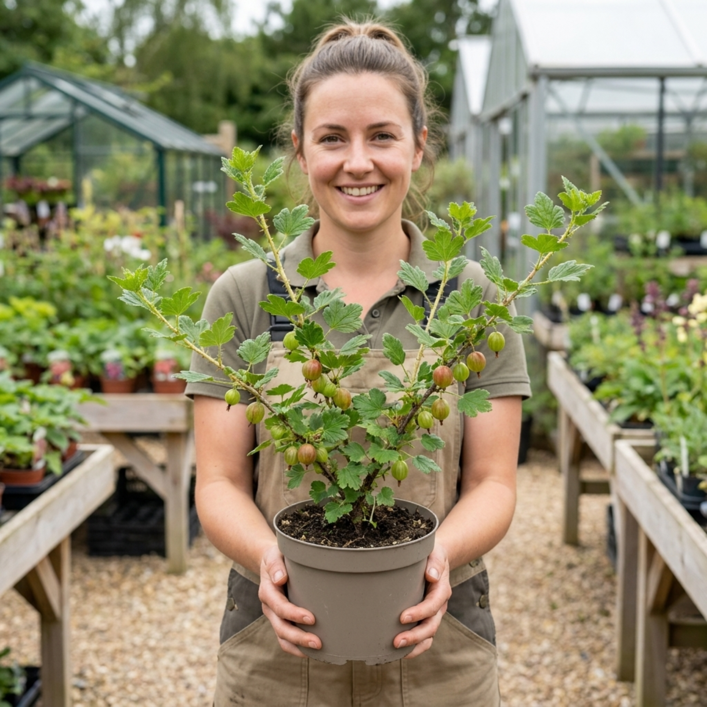 Gooseberry ‘Kamieniar’ — Hardy Deciduous Fruit Bush, Bee-Friendly, 17cm Pot