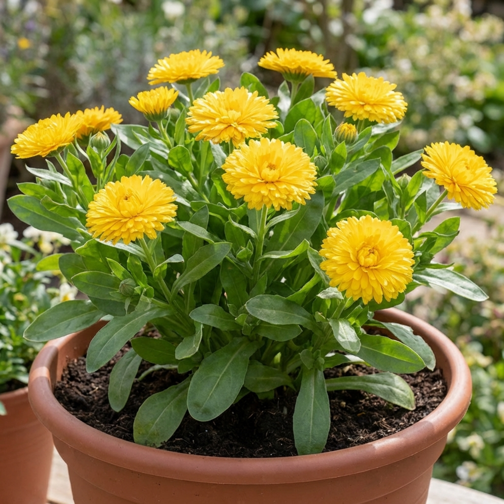 Calendula ‘Fiesta Yellow Pot Marigold’ — Hardy Annual, Bee-Friendly, 2L Pot