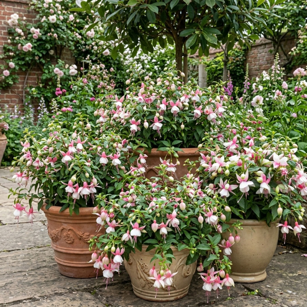 Fuchsia ‘Lisa’ — Patio Fuchsia (semi-tender perennial), Bee-Friendly, 10.5cm Pot (Set of 3 or 6)