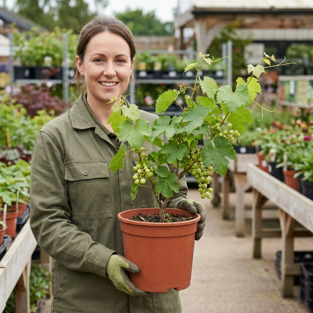 Grape ‘Vine Vitis Exalta White’ — Hardy Deciduous Climbing Vine, 3L Pot