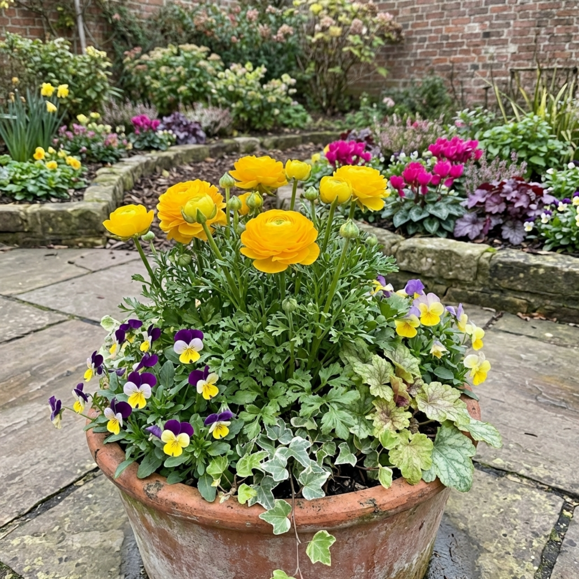 Ranunculus 'Vortex Golden Yellow' — Hardy Perennial, 10.5cm Pot (Set of 3 or 6)