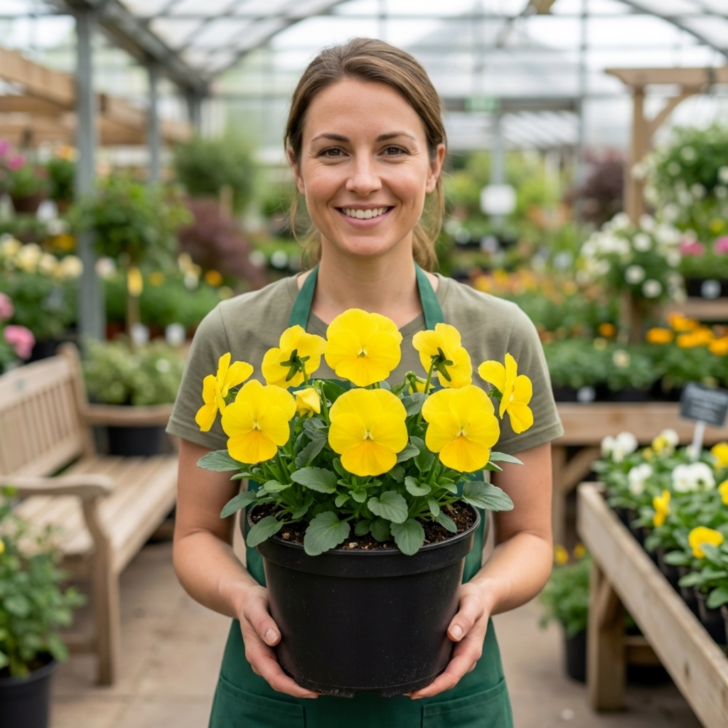 Pansy ‘Delta Pro Clear Yellow’ — Bedding Plant, Bee-Friendly, 3L Pot