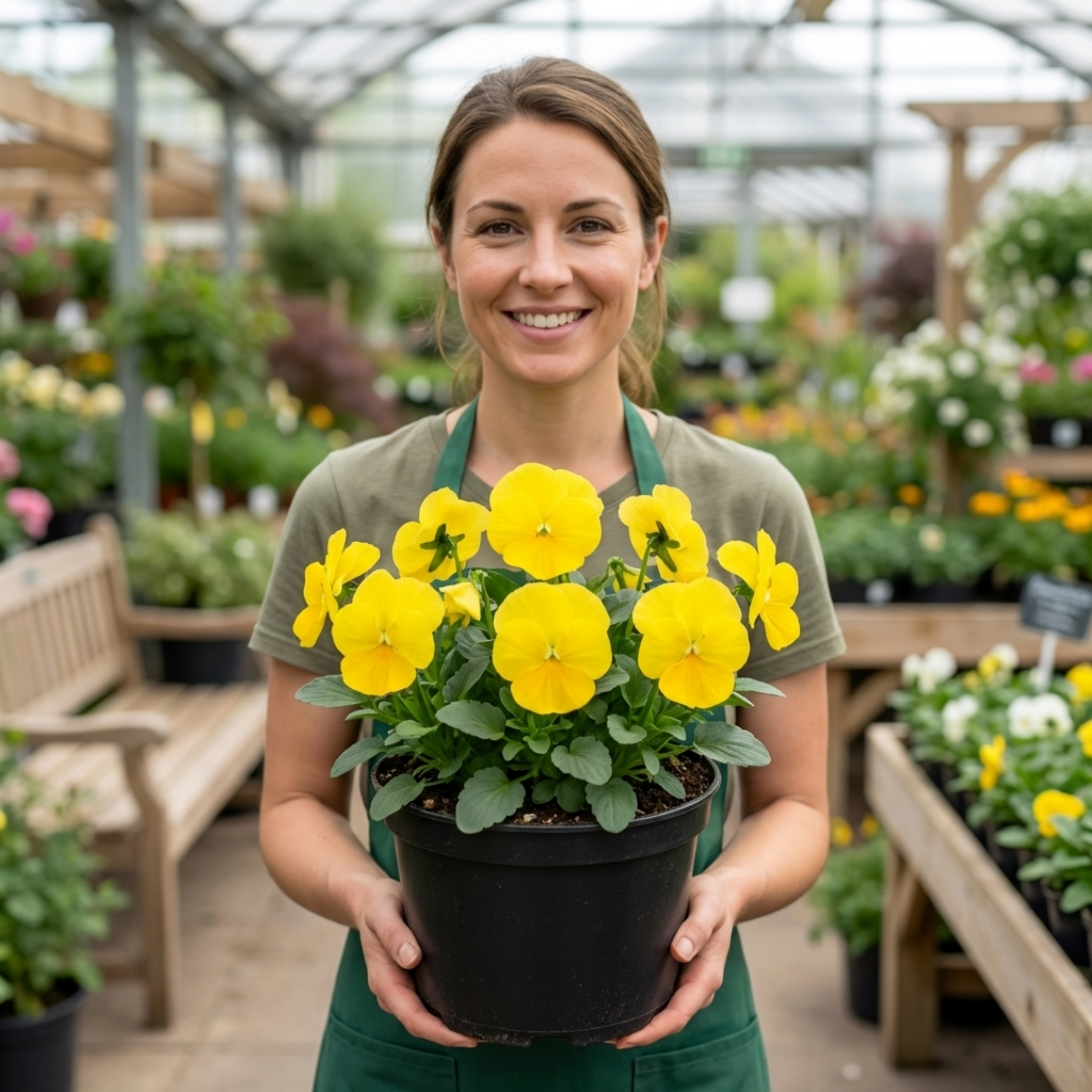 Pansy ‘Delta Pro Clear Yellow’ — Bedding Plant, Bee-Friendly, 3L Pot