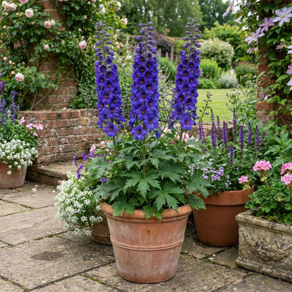 Delphinium ‘Dark Blue Black’ — Hardy Perennial, Bee-Friendly, 1L Pot (Set of 3 or 6)