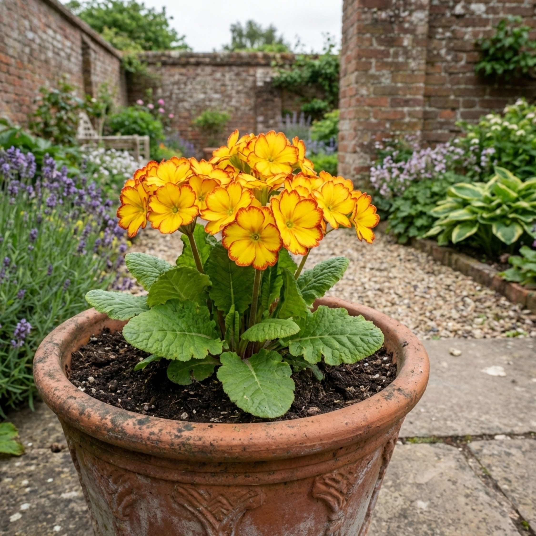Primula ‘Oakleaf Yellow Picotee’ — Hardy Perennial, Bee-Friendly, 2L Pot