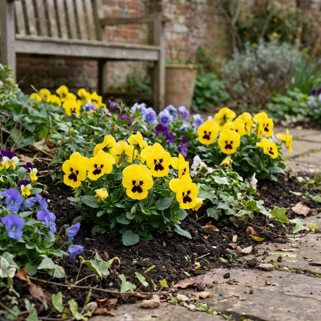 Pansy ‘Cats Plus Yellow’ — Hardy Annual / Biennial, Bee-Friendly, 1L Pot