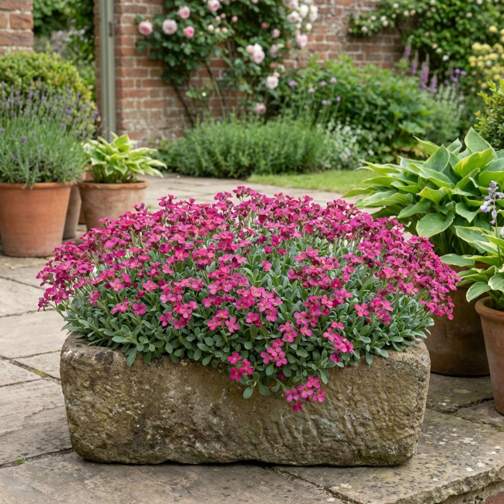 Arabis ‘Aubrieta Deep Rose’ — Hardy Evergreen Alpine Perennial, Bee-Friendly, 2L Pot