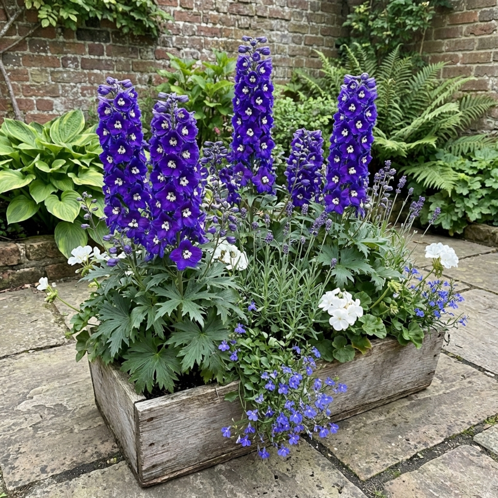 Delphinium ‘Dark Blue White’ — Hardy Perennial, Bee-Friendly, 1L Pot (Set of 3 or 6)