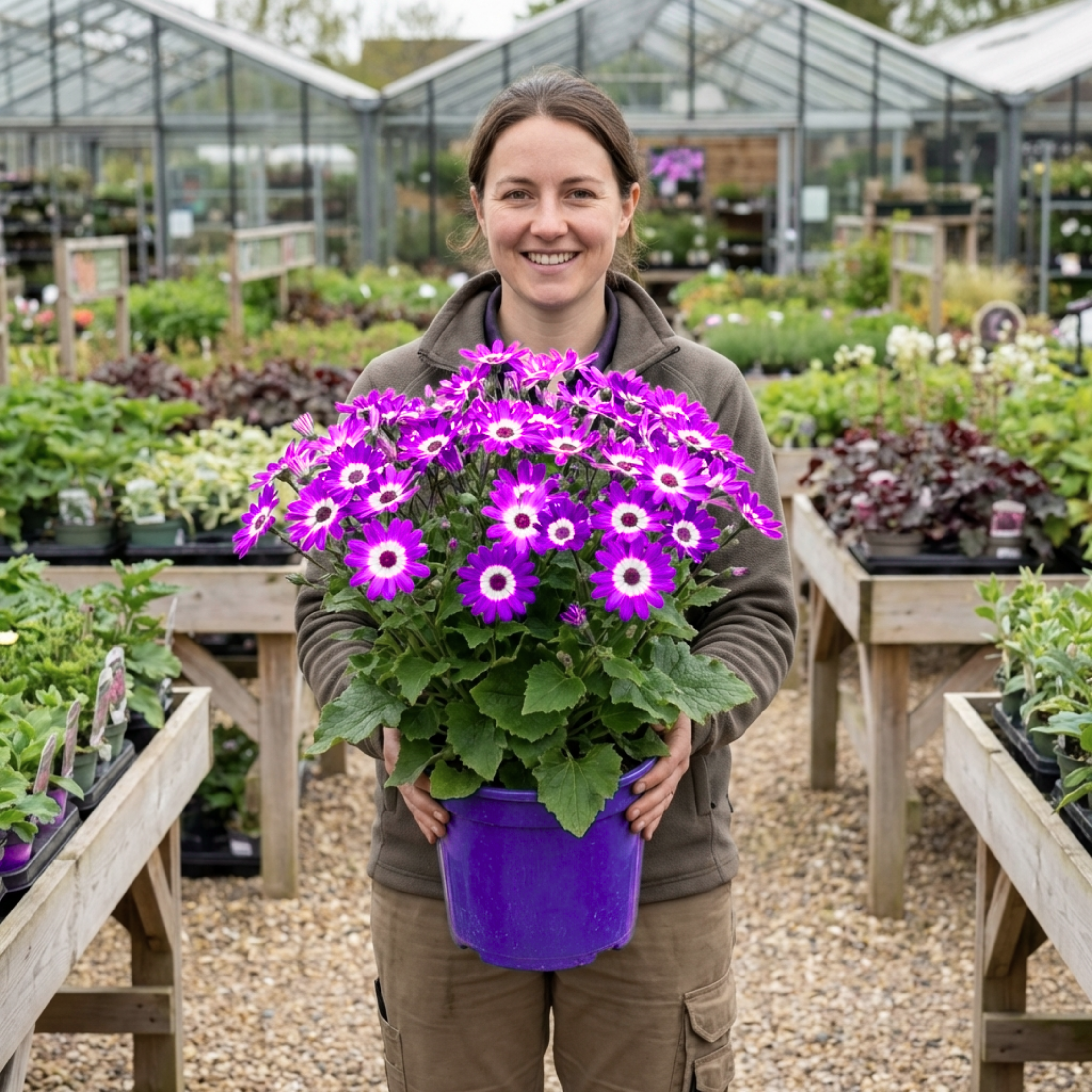 Senetti ‘Violet Bicolour Pericallis’ — Bedding Plant, Bee-Friendly, 6.5L Pot