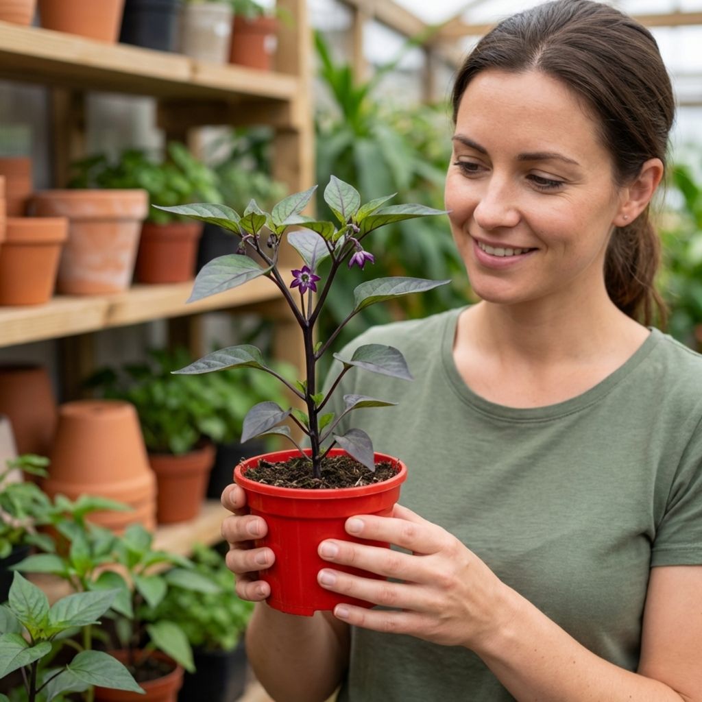 Chilli 'Zimbabwe Black' — Edible Annual, 10.5cm Pot (Set of 3 or 6)