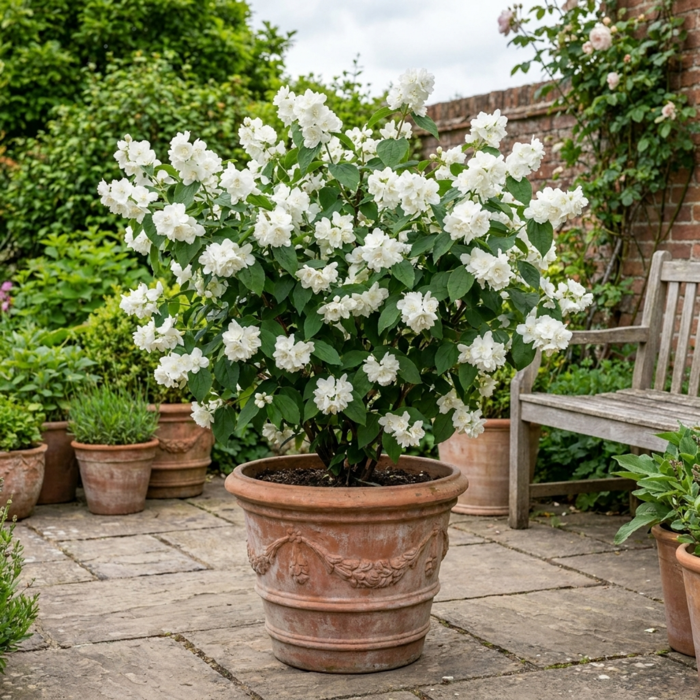 Philadelphus ‘Virginal Mock Orange’ — Hardy Deciduous Shrub, Bee-Friendly, 2L Pot
