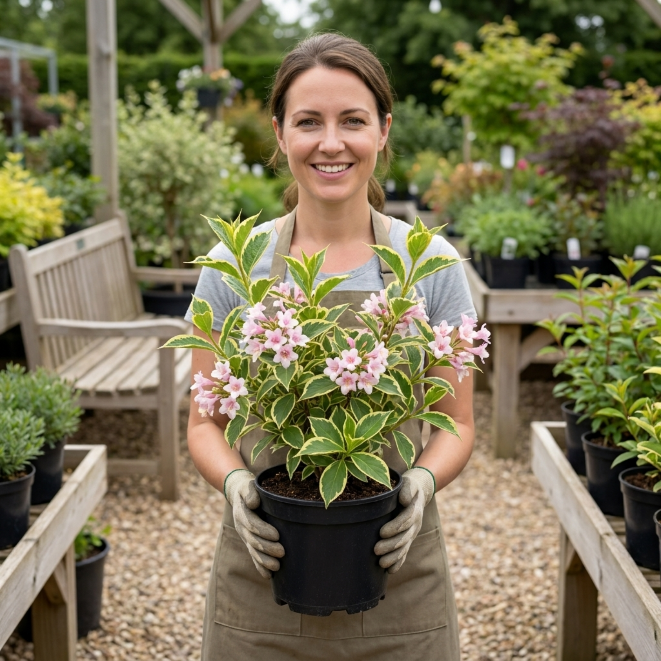 Weigela ‘Variegata’ — Deciduous Shrub, Bee-Friendly, 17cm Pot