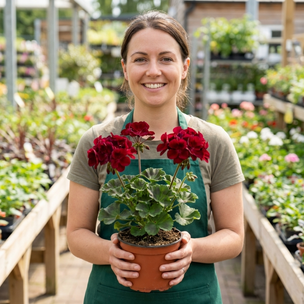 Pelargonium ‘Calliope Dark Red’ — Tender Perennial (grown as bedding), Bee-Friendly, 1L Pot