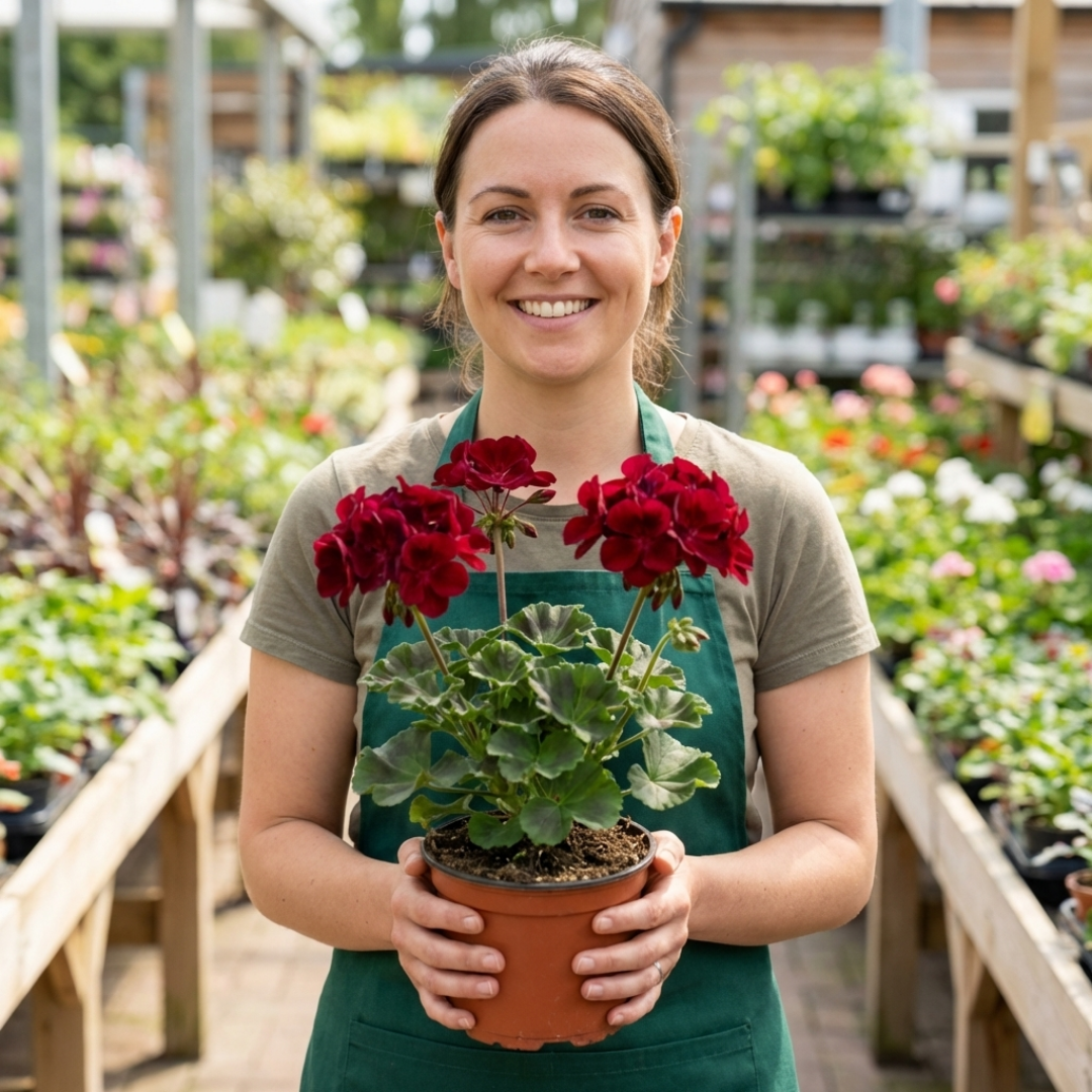 Pelargonium ‘Calliope Dark Red’ — Tender Perennial (grown as bedding), Bee-Friendly, 1L Pot