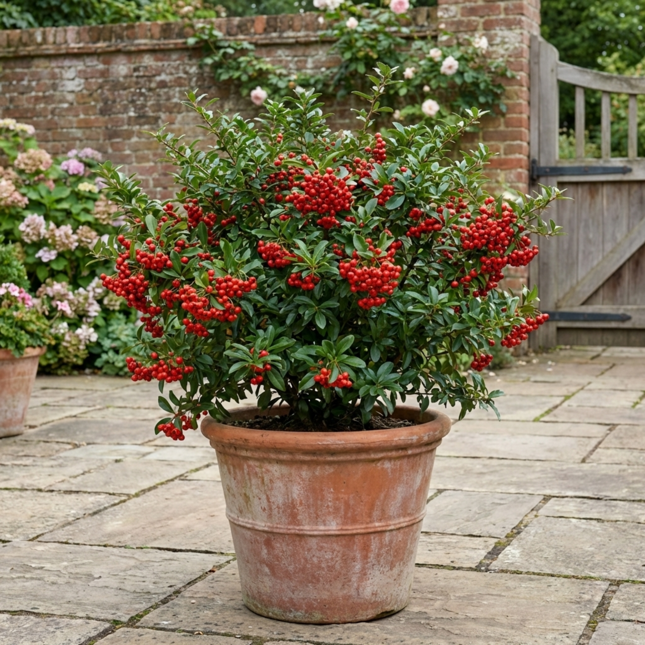 Pyracantha ‘Red Star Firethorn’ — Hardy Evergreen Shrub, Bee-Friendly, 3L Pot