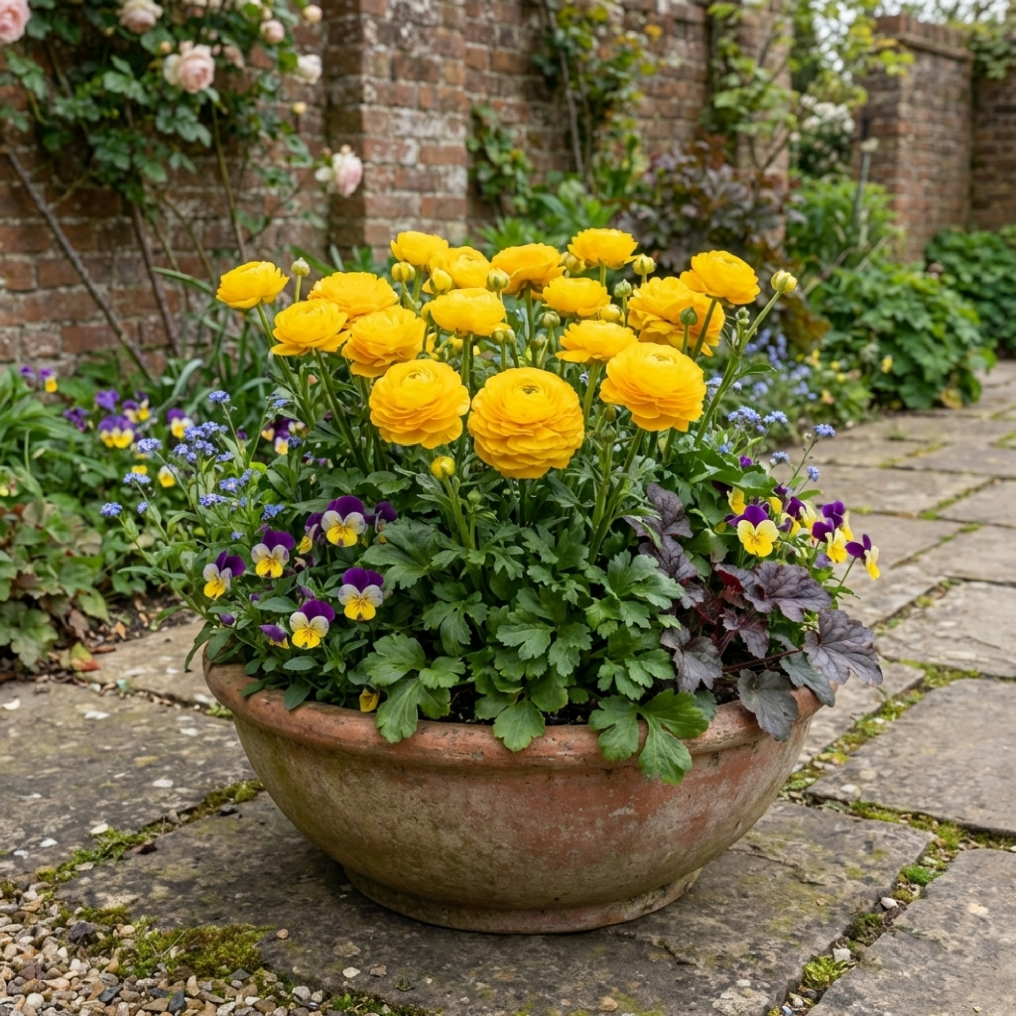 Ranunculus 'Vortex Golden Yellow' — Hardy Perennial, 10.5cm Pot (Set of 3 or 6)