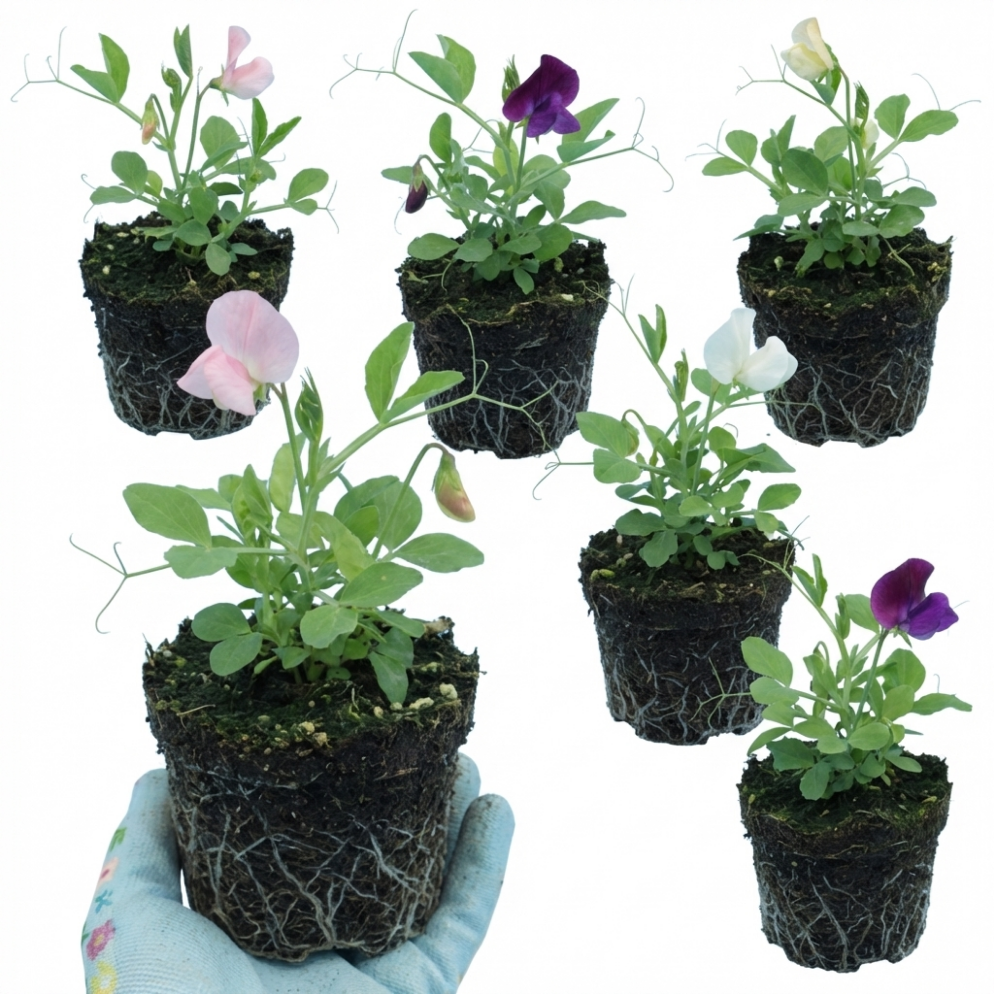Sweet Pea 'Growers Colour Mix' — Hardy Annual Climber, Bee-Friendly, 10.5cm Pot (Set of 3 or 6)