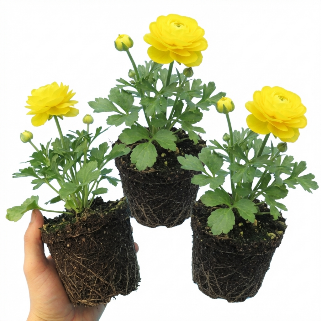 Ranunculus ‘Vortex Lemonade’ — Herbaceous Perennial, Bee-Friendly, 1L Pot (Set of 3 or 6)