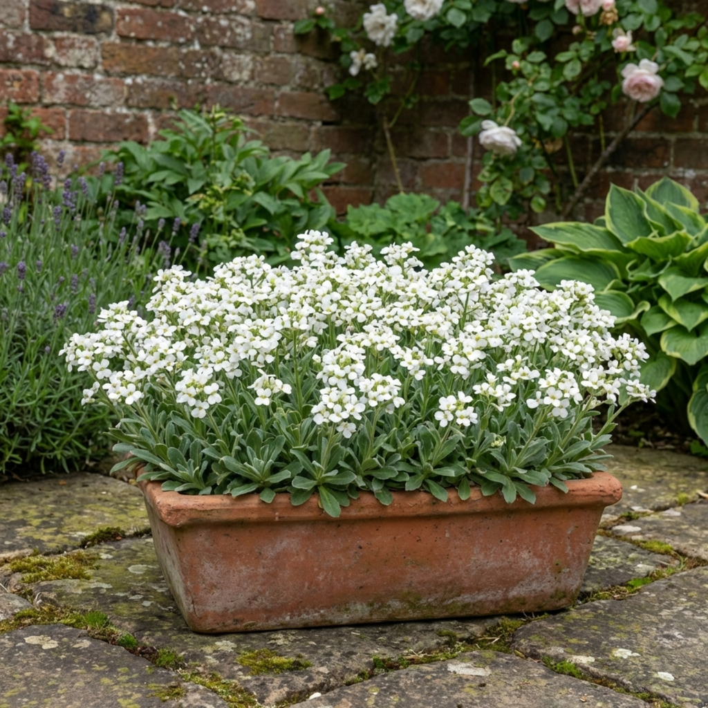 Arabis ‘Aubris White Rockcress’ — Hardy Alpine Evergreen Perennial, Bee-Friendly, 2L Pot