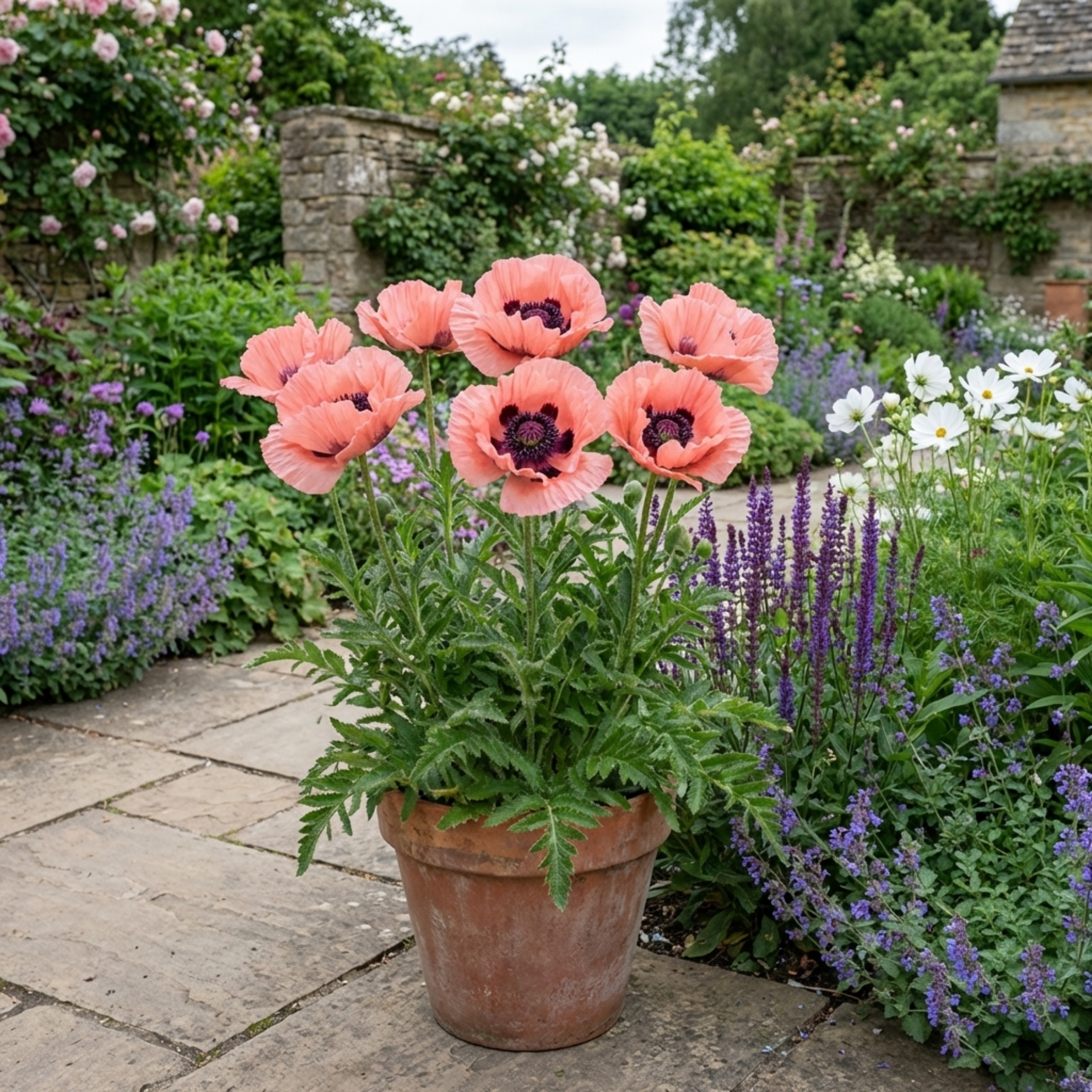 Papaver ‘Garden Gnome’ — Hardy Short-Lived Perennial, Bee-Friendly, 1L Pot (Set of 3 or 6)