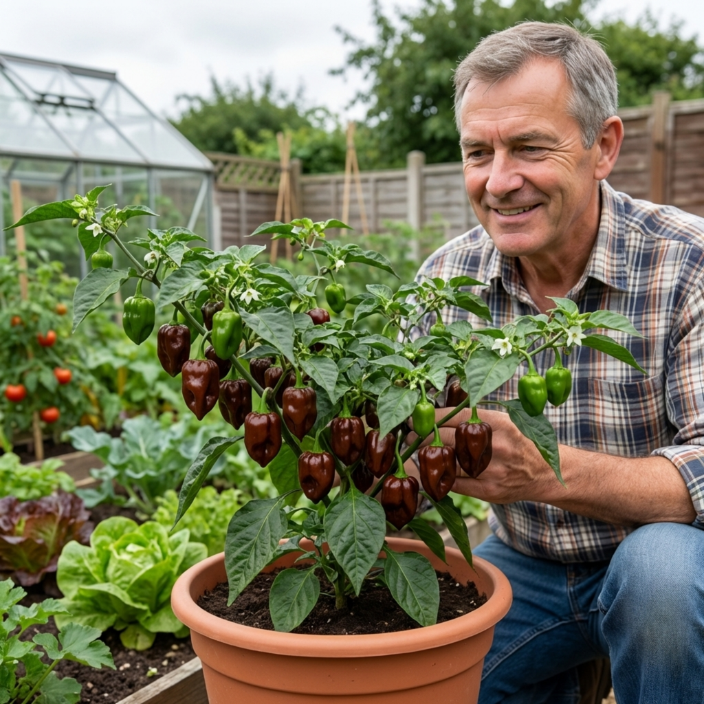 Chilli 'Habanero Chocolate' — Edible Annual, 10.5cm Pot (Set of 3 or 6)