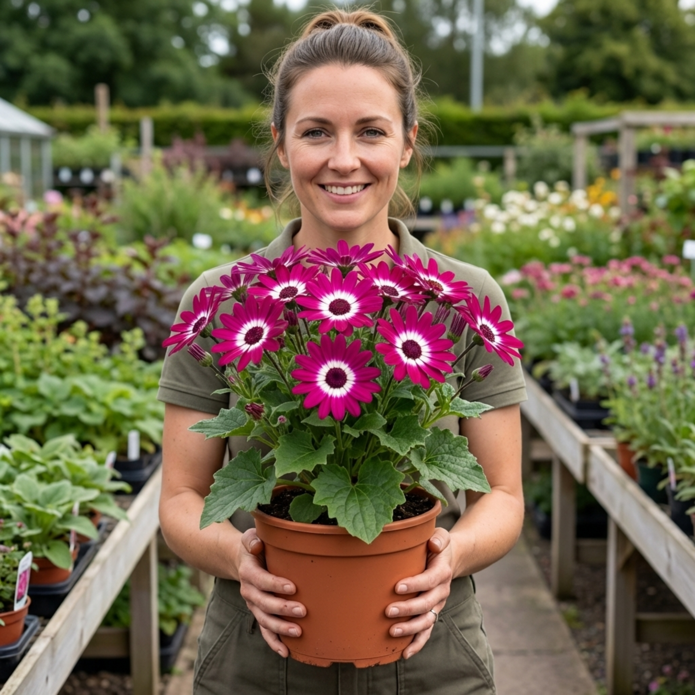 Senetti ‘Magenta Bicolour Pericallis’ — Bedding Plant, Bee-Friendly, 17cm Pot