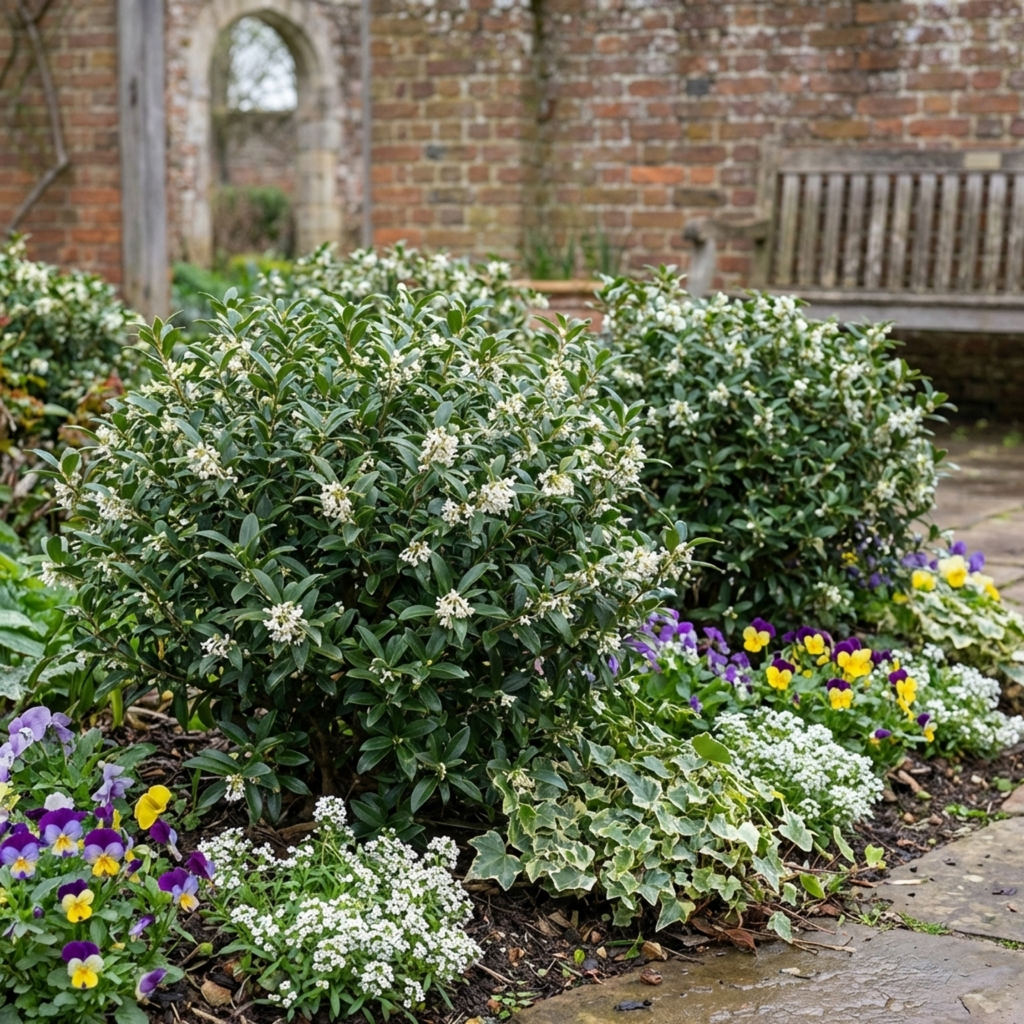 Osmanthus × burkwoodii — Fragrant Evergreen Hedging, Bee-Friendly, 1L Pot (Set of 3 or 6)