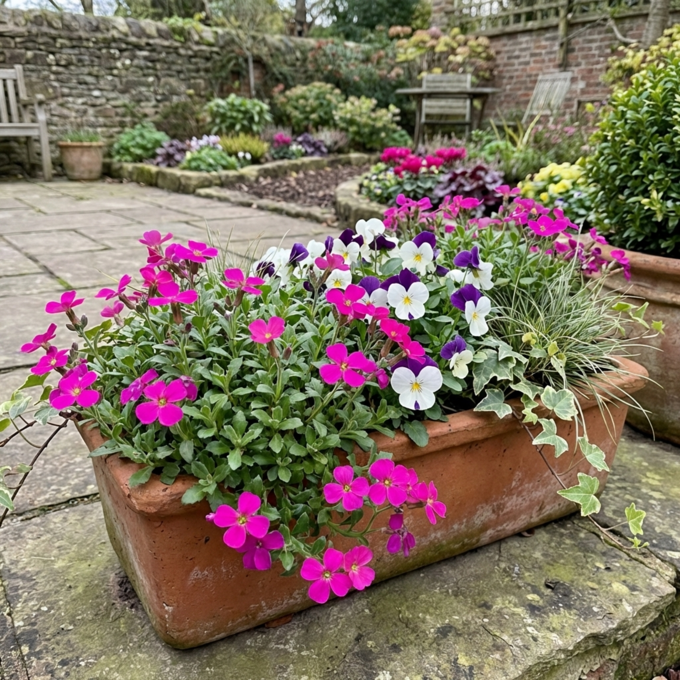 Aubrieta ‘Florado Neon Pink’ — Evergreen Alpine Perennial, 1L Pot (Set of 3 or 6)