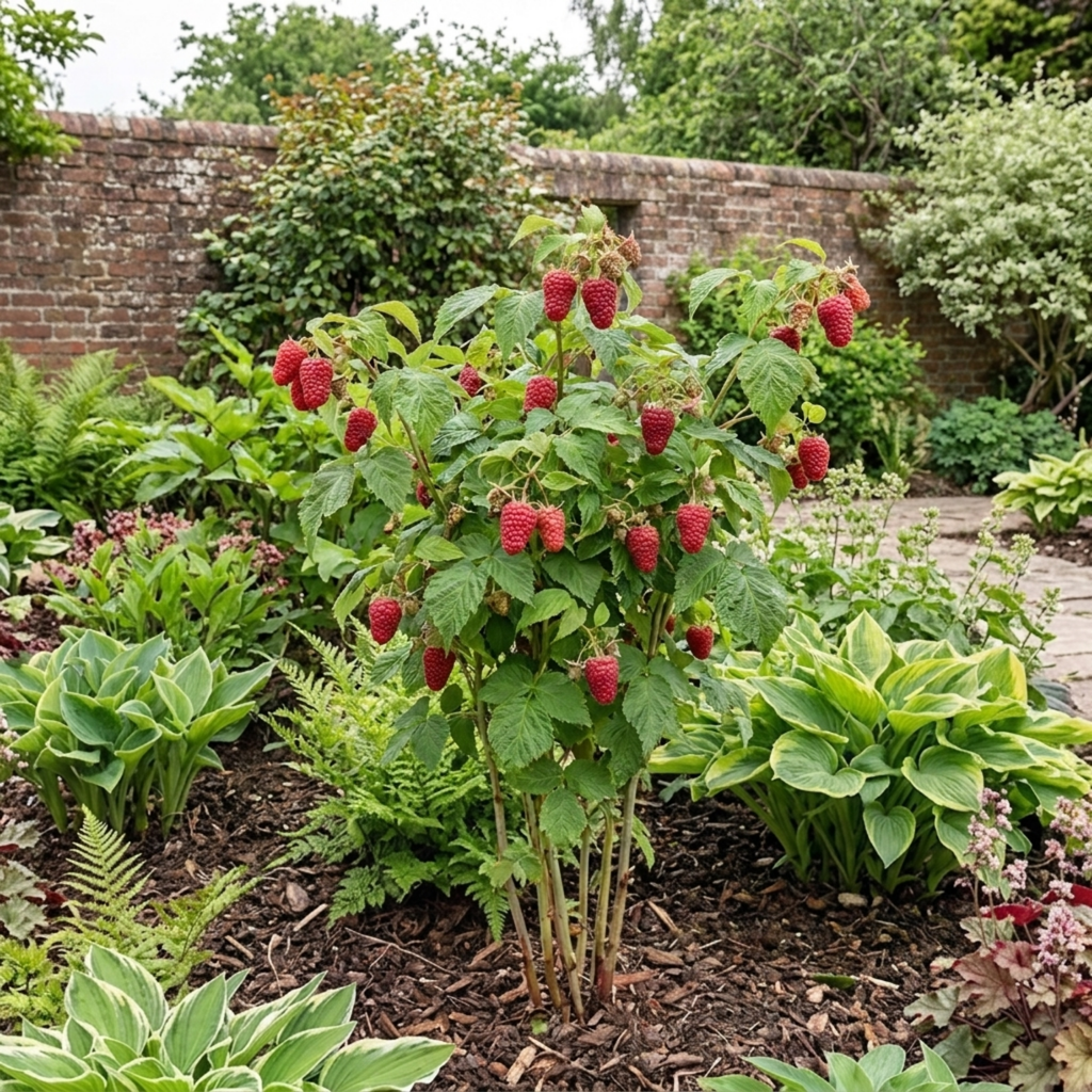 Raspberry ‘Glem Ample’ — Hardy Deciduous Perennial Fruiting Cane, Bee-Friendly, 17cm Pot