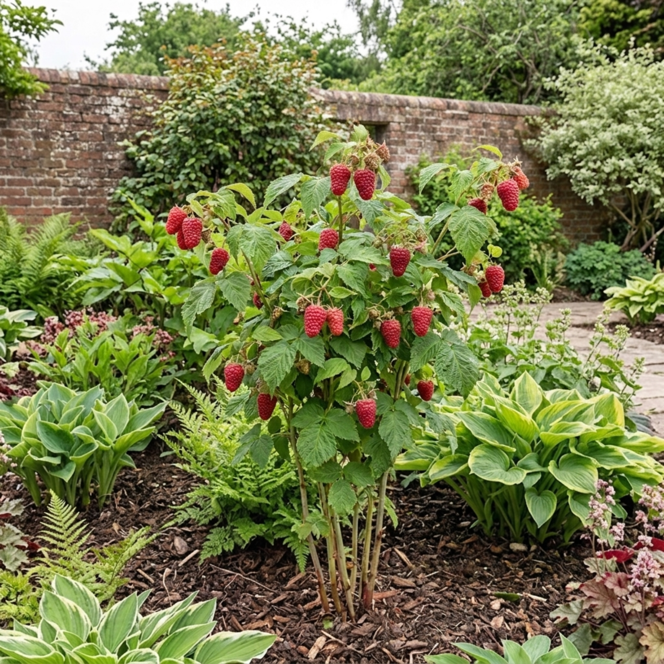 Raspberry ‘Glem Ample’ — Hardy Deciduous Perennial Fruiting Cane, Bee-Friendly, 17cm Pot