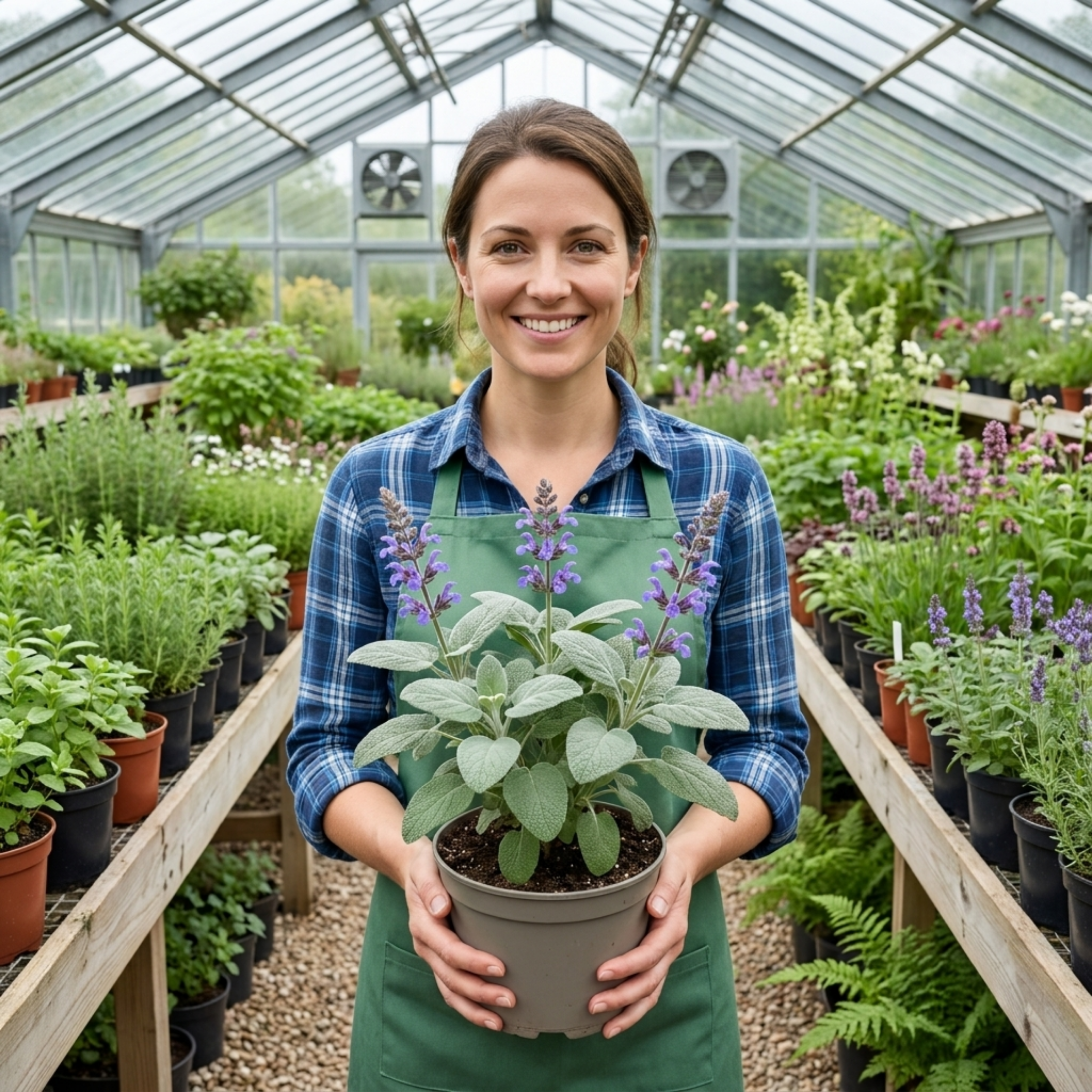 Salvia ‘Berggarten’ — Hardy Evergreen Perennial Subshrub, Bee-Friendly, 1L Pot (Set of 3 or 6)