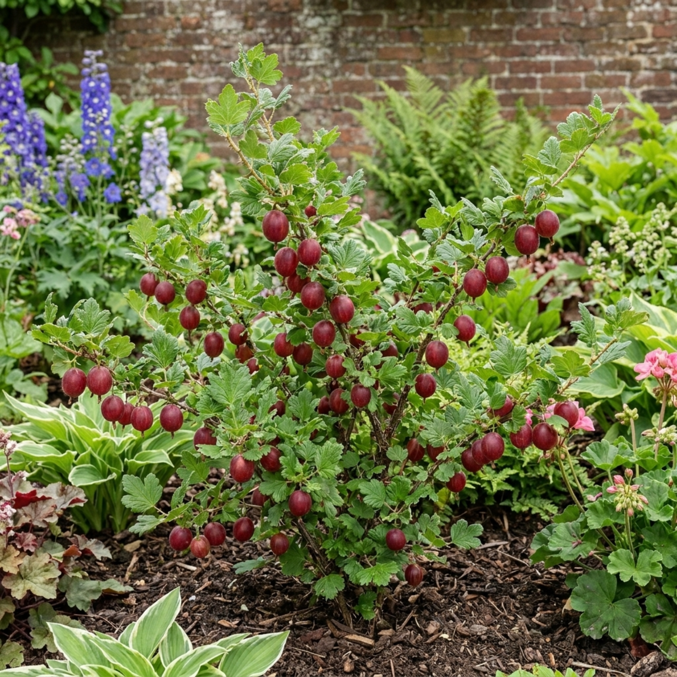 Gooseberry ‘Hinnonmaki Red’ — Deciduous Fruiting Shrub, Bee-Friendly, 2L Pot