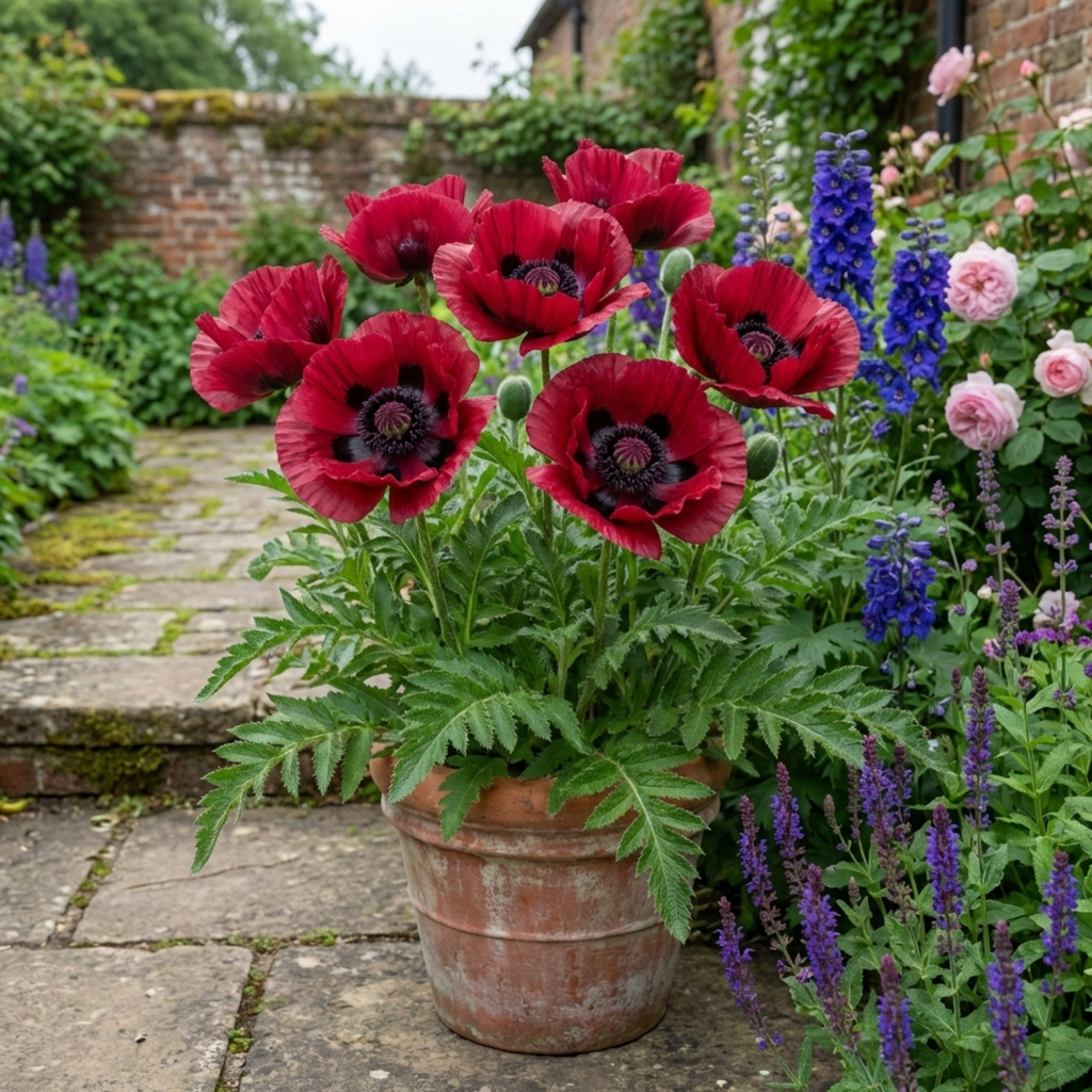 Papaver ‘Orientale Beauty of Livermere’ — Hardy Perennial, Bee-Friendly, 1L Pot (Set of 3 or 6)
