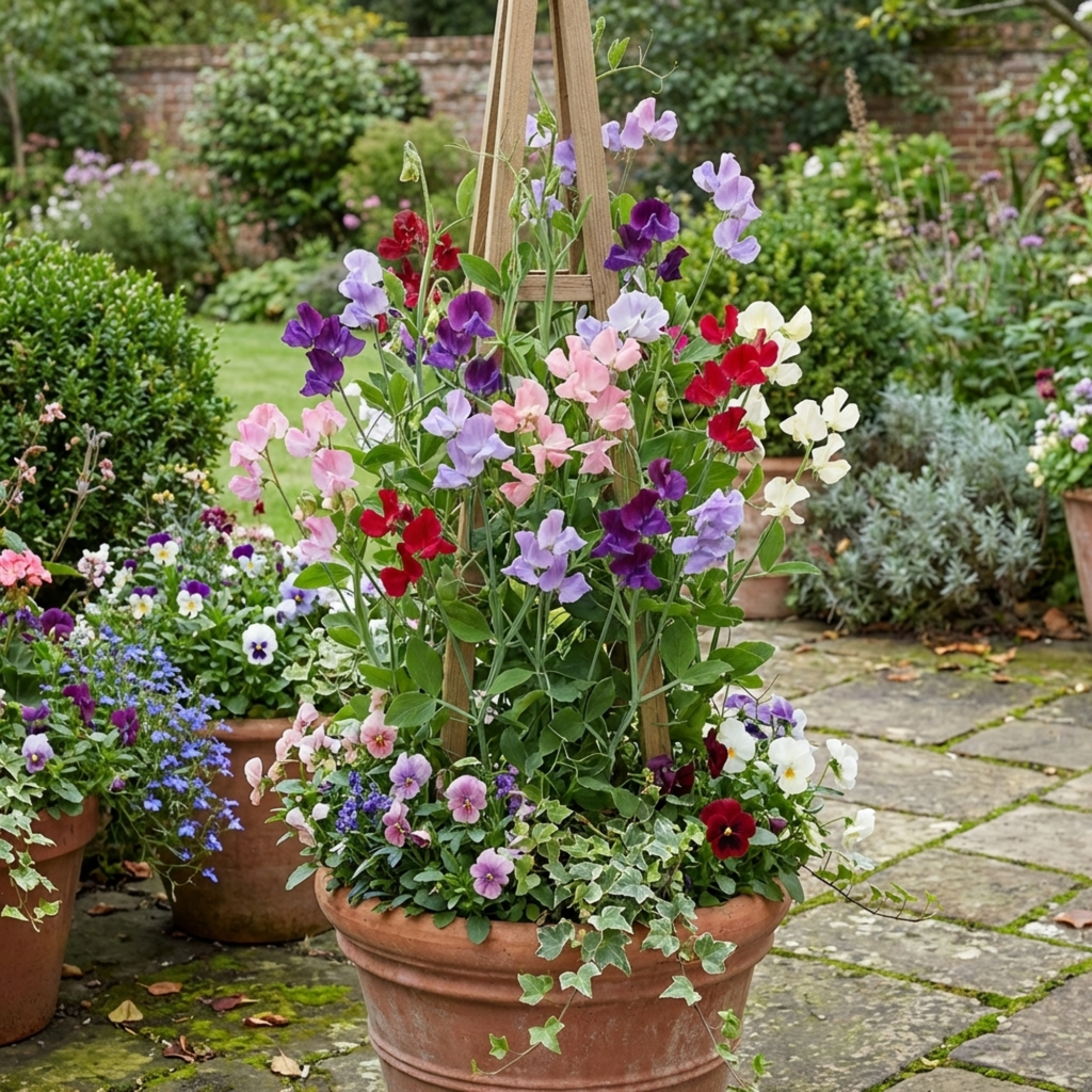 Sweet Pea 'Growers Colour Mix' — Hardy Annual Climber, Bee-Friendly, 10.5cm Pot (Set of 3 or 6)