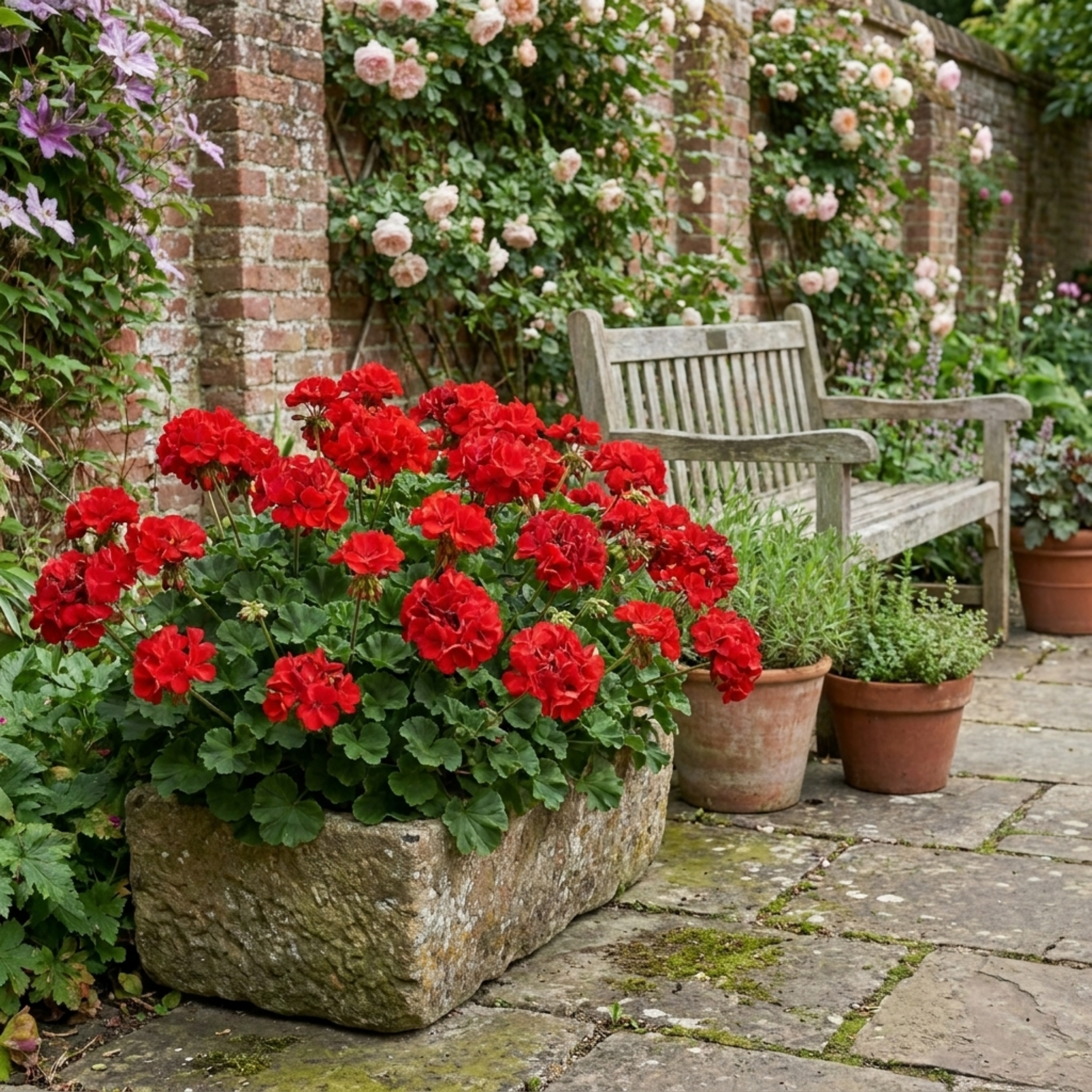 Pelargonium ‘Calliope M Scarlet Red’ — Tender Perennial (grown As An Annual in the Uk), Bee-Friendly, 5L Pot
