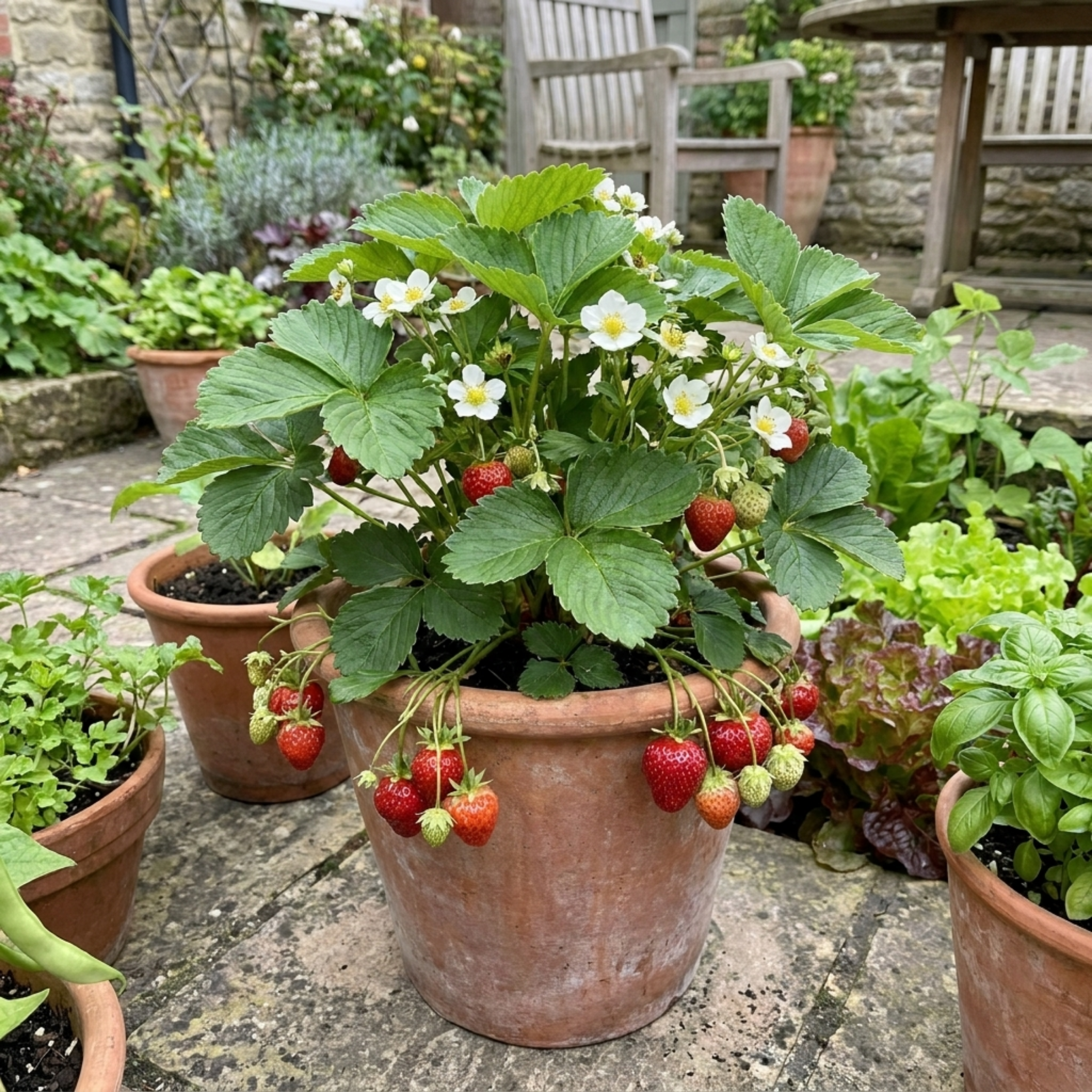 Strawberry ‘Loran’ — Perennial Fruit Plant, 1L Pot (Set of 3 or 6)