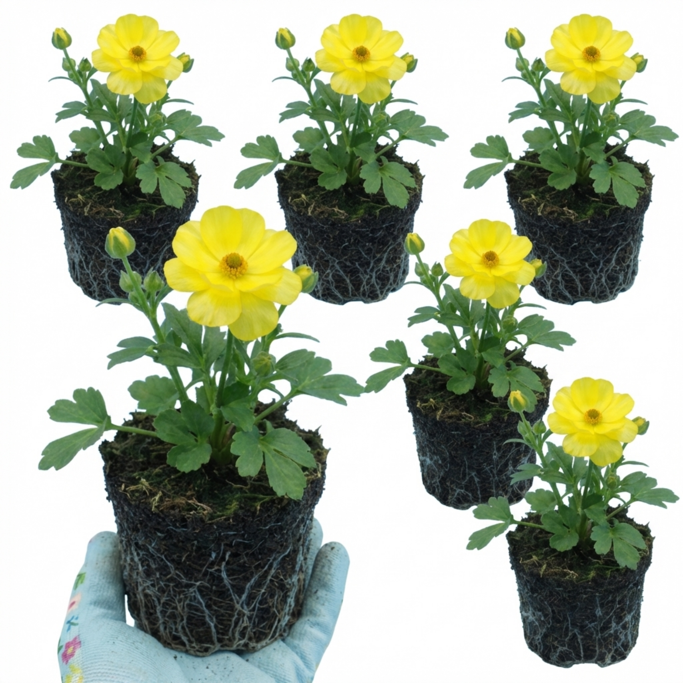 Ranunculus ‘Vortex Lemonade’ — Herbaceous Perennial, Bee-Friendly, 1L Pot (Set of 3 or 6)