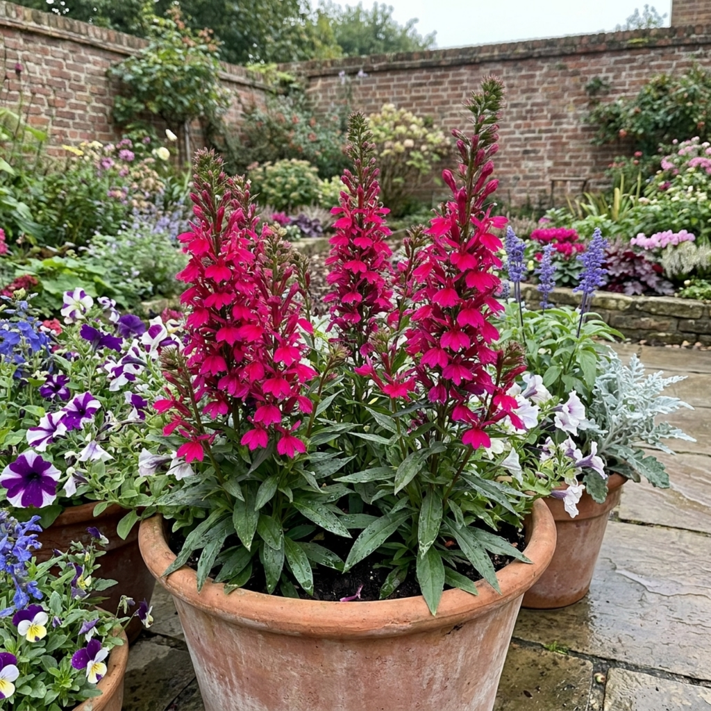 Lobelia ‘Starship Deep Rose’ — Hardy Herbaceous Perennial, Bee-Friendly, 1L Pot (Set of 3 or 6)