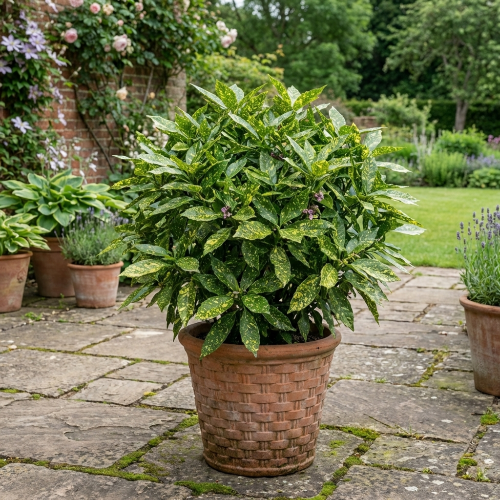 Aucuba ‘Japonica Variegata Spotted Laurel’ — Evergreen Shrub, 2L Pot